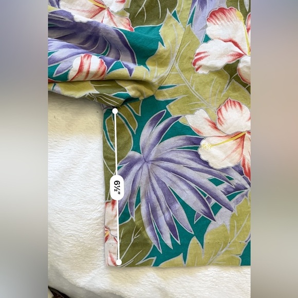 Vintage Hilo Hattie Hawaiian Floral Cotton Romper Green Purple Hibiscus - Picture 7 of 17
